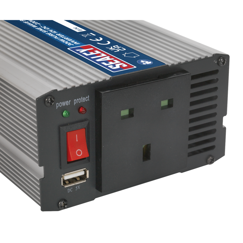 Sealey PSI300 300W Pure Sine Wave Power Inverter 12V DC - 230V ~ 50Hz