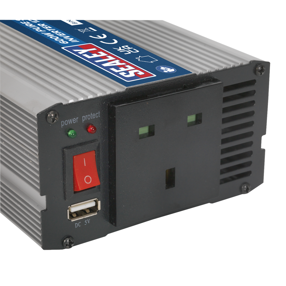 Sealey PSI600 600W Pure Sine Wave Power Inverter 12V DC - 230V ~ 50Hz
