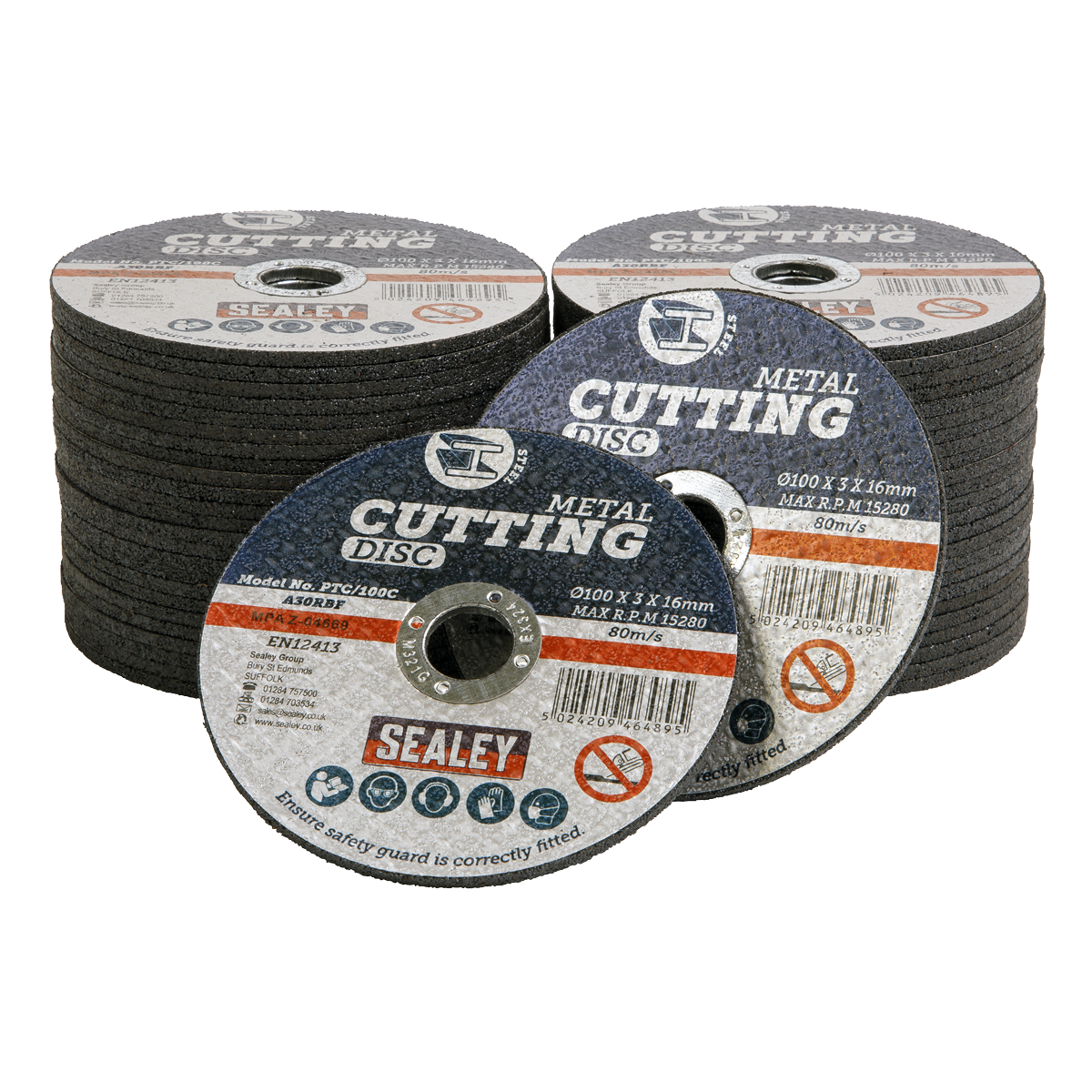 Sealey PTC/100C50 100 x 3mm Cutting Disc 16mm Bore Pack of 50