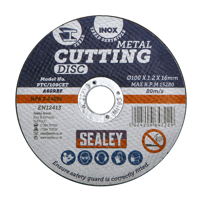 Sealey PTC/100CET 100 x 1.2mm Cutting Disc 16mm Bore