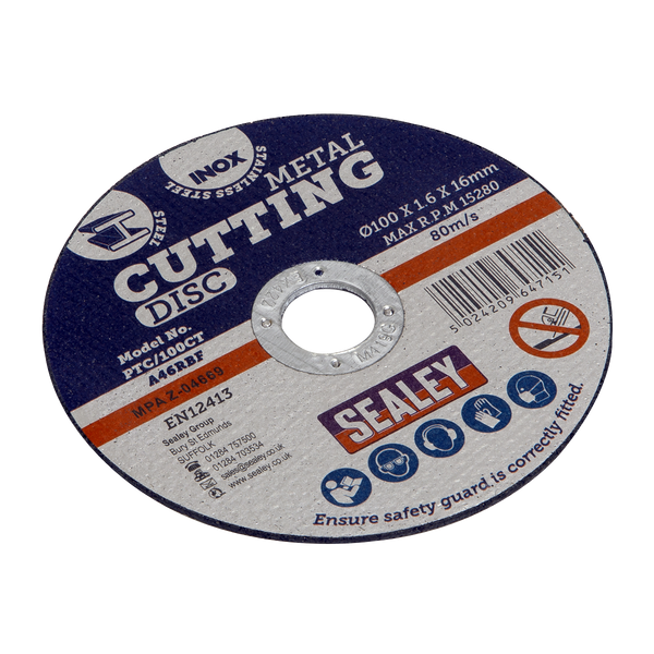 Sealey PTC/100CT 100 x 1.6mm Cutting Disc 16mm Bore