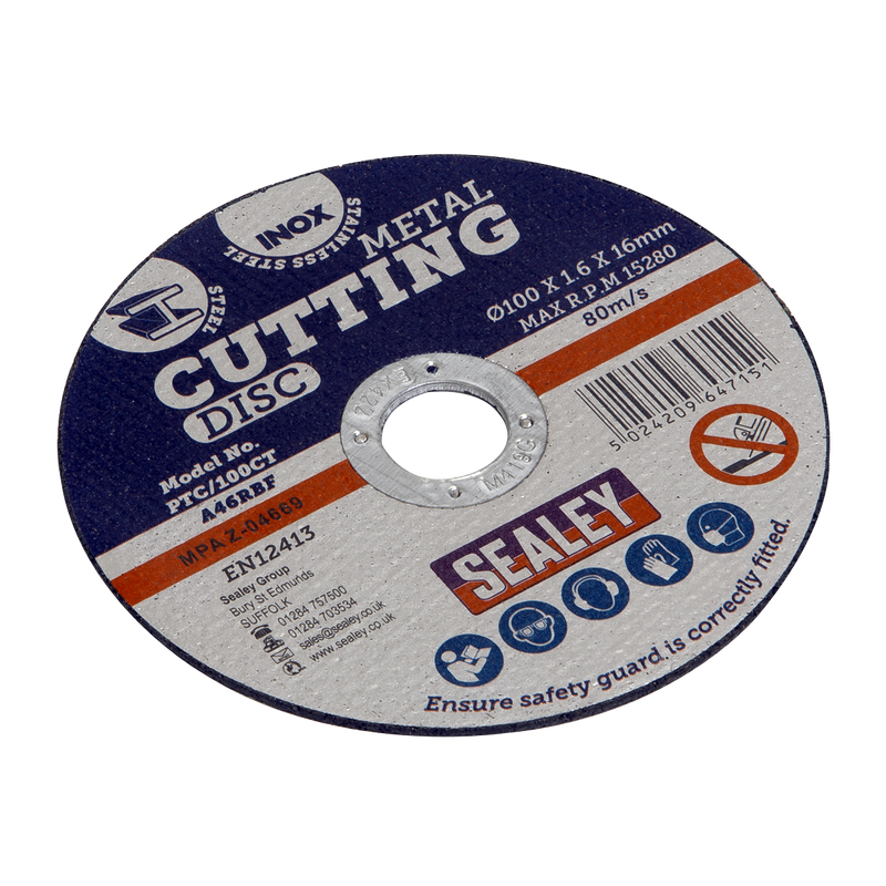 Sealey PTC/100CT 100 x 1.6mm Cutting Disc 16mm Bore