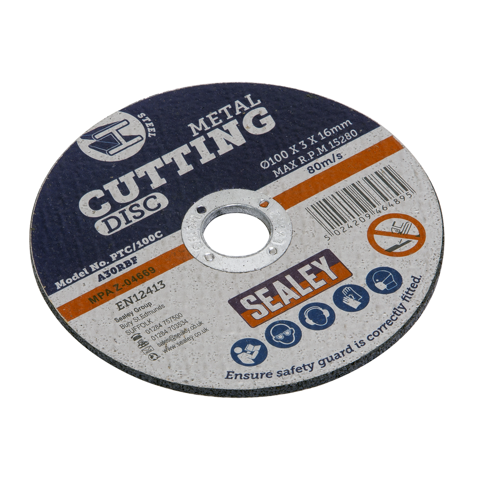 Sealey PTC/100C 100 x 3mm Cutting Disc 16mm Bore