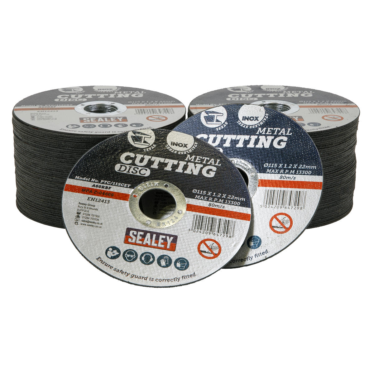 Sealey PTC/115CET100 115 x 1.2mm Cutting Disc 22mm Bore Pack of 100