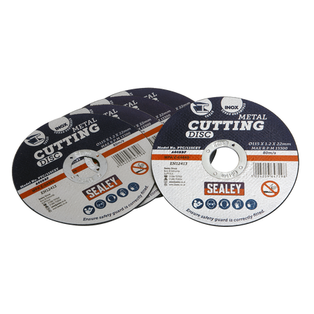 Sealey PTC/115CET5 115 x 1.2mm Cutting Disc 22mm Bore - Pack of 5