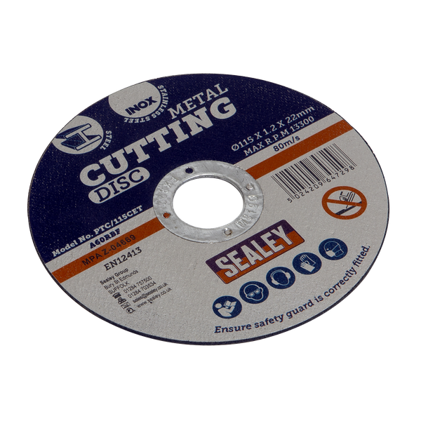 Sealey PTC/115CET 115 x 1.2mm Cutting Disc 22mm Bore