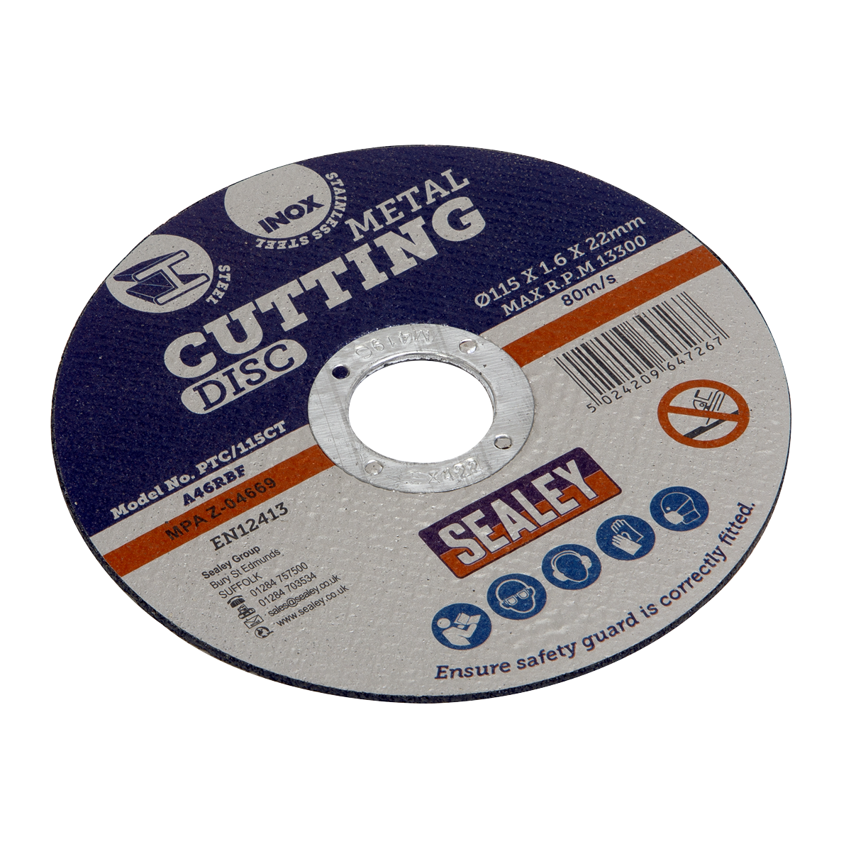 Sealey PTC/115CT 115 x 1.6mm Cutting Disc 22mm Bore