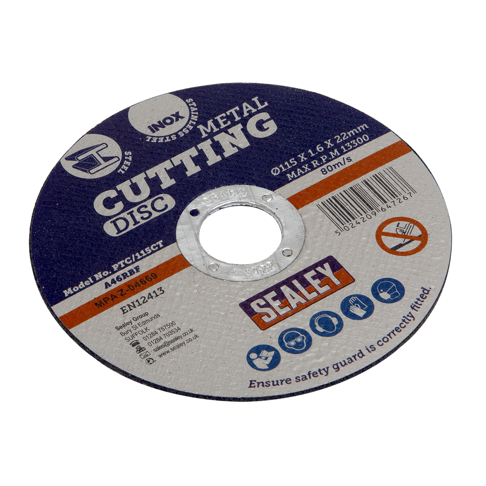 Sealey PTC/115CT 115 x 1.6mm Cutting Disc 22mm Bore