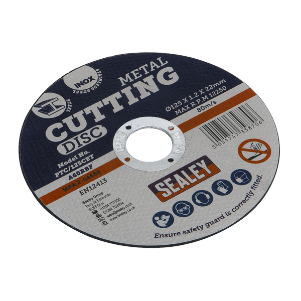 Sealey PTC/125CET 125 x 1.2mm Cutting Disc 22mm Bore