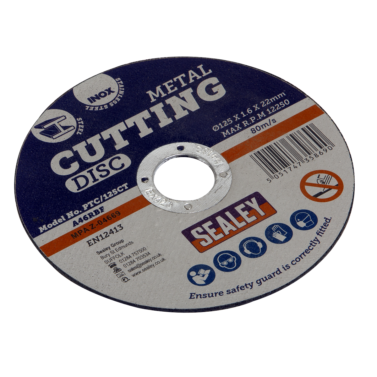 Sealey PTC/125CT 125 x 1.6mm Cutting Disc 22mm Bore