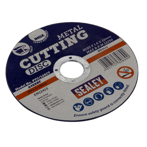 Sealey PTC/125CT 125 x 1.6mm Cutting Disc 22mm Bore