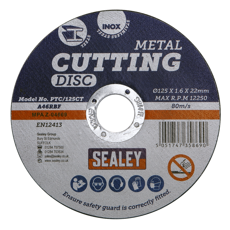 Sealey PTC/125CT 125 x 1.6mm Cutting Disc 22mm Bore