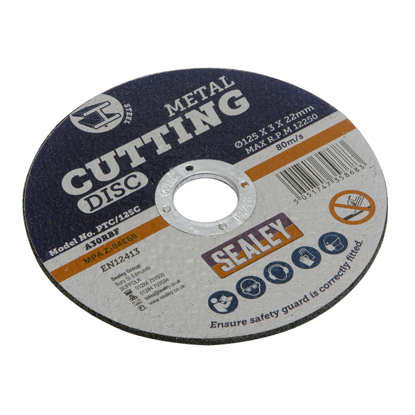 Sealey PTC/125C 125 x 3mm Cutting Disc 22mm Bore