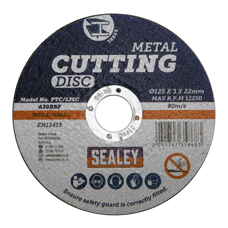 Sealey PTC/125C 125 x 3mm Cutting Disc 22mm Bore