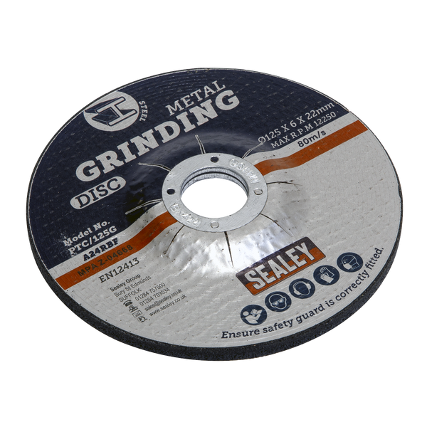 Sealey PTC/125G 125 x 6mm Grinding Disc 22mm Bore