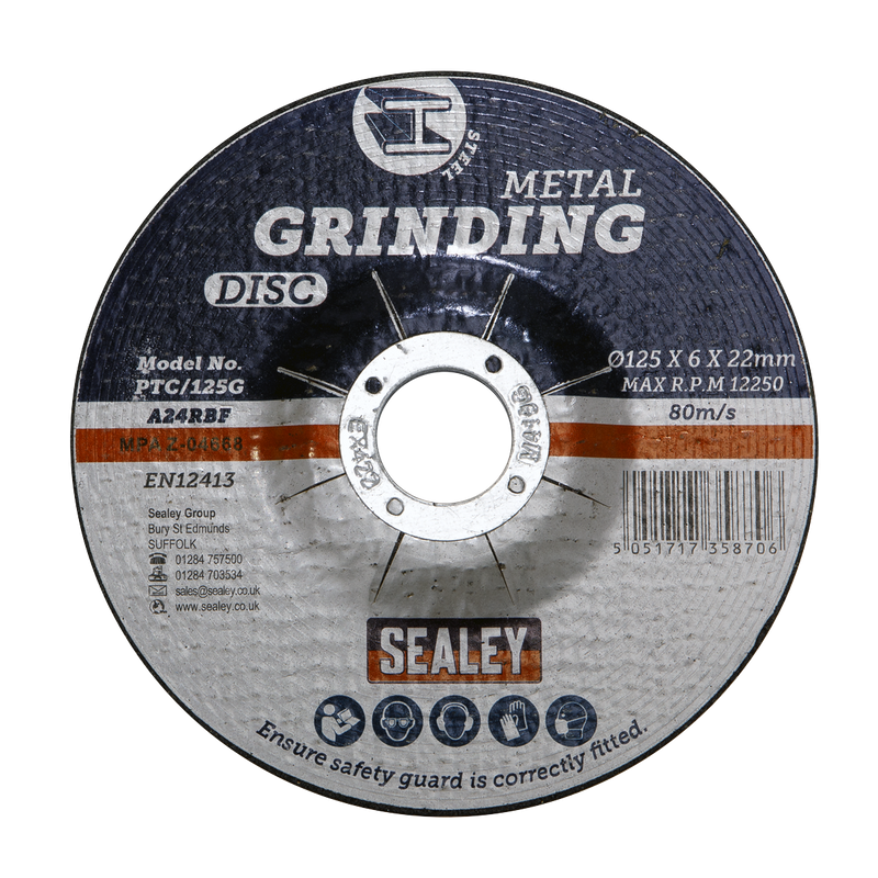 Sealey PTC/125G 125 x 6mm Grinding Disc 22mm Bore