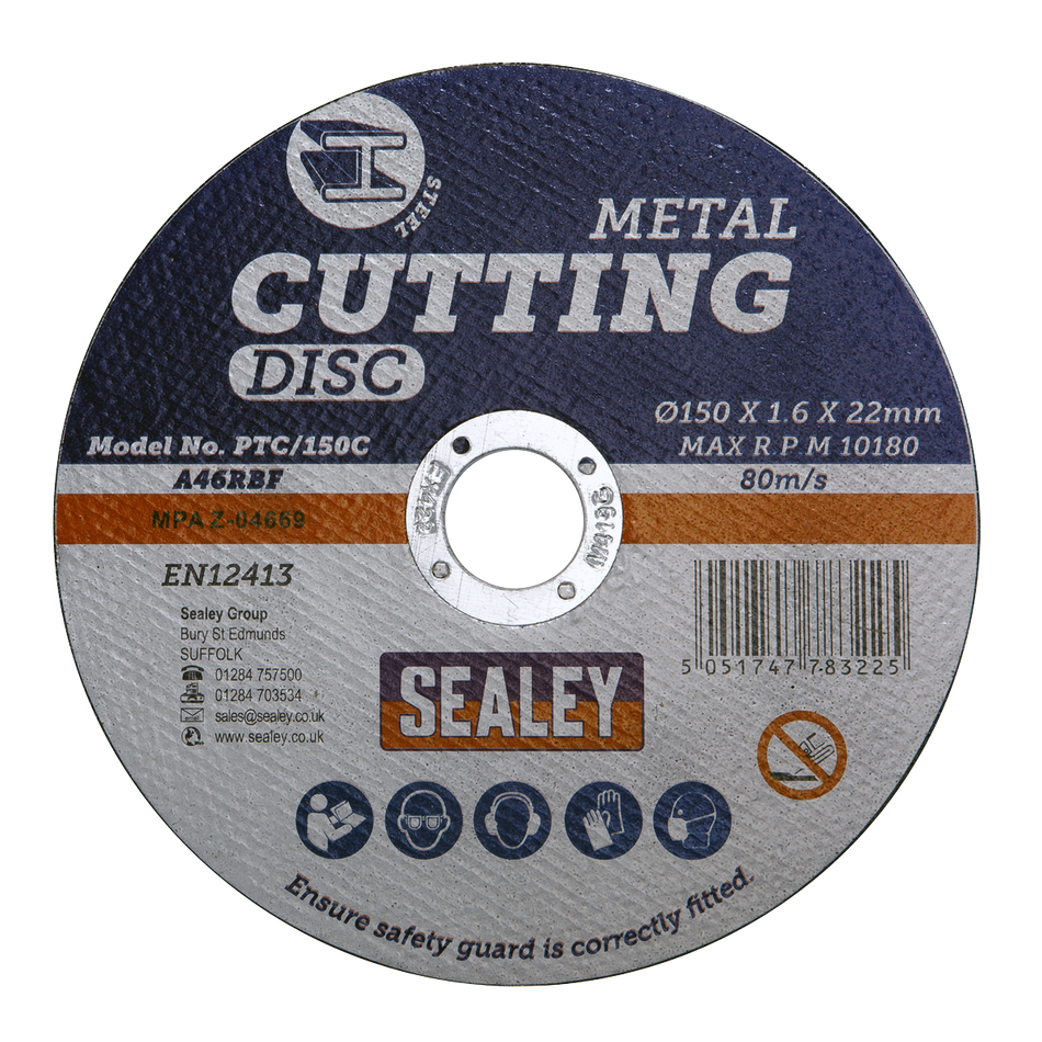 Sealey PTC/150C 150 x 1.6mm Cutting Disc 22mm Bore
