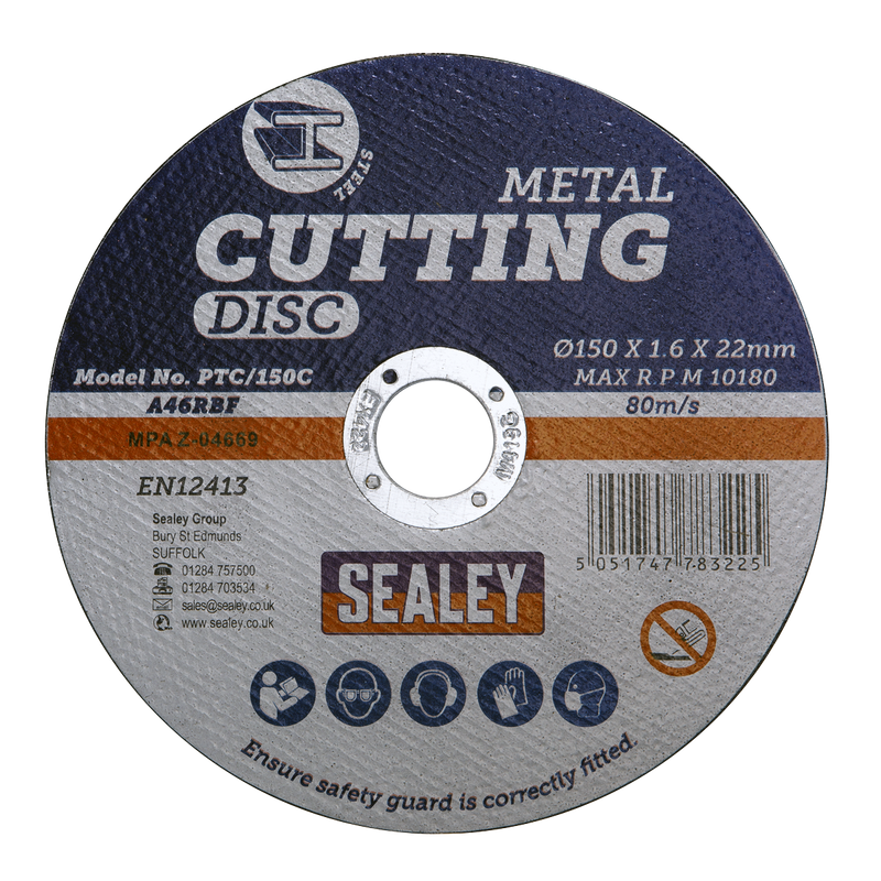 Sealey PTC/150C Ø150 x 1.6mm Cutting Disc 22mm Bore