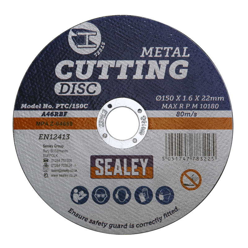 Sealey PTC/150C 150 x 1.6mm Cutting Disc 22mm Bore