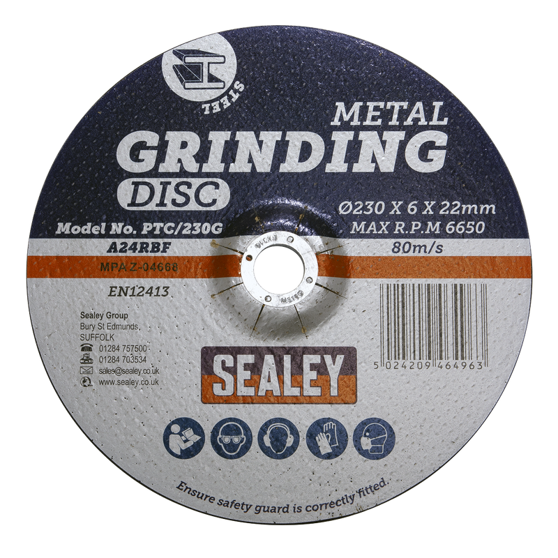 Sealey PTC/230G 230 x 6mm Grinding Disc 22mm Bore