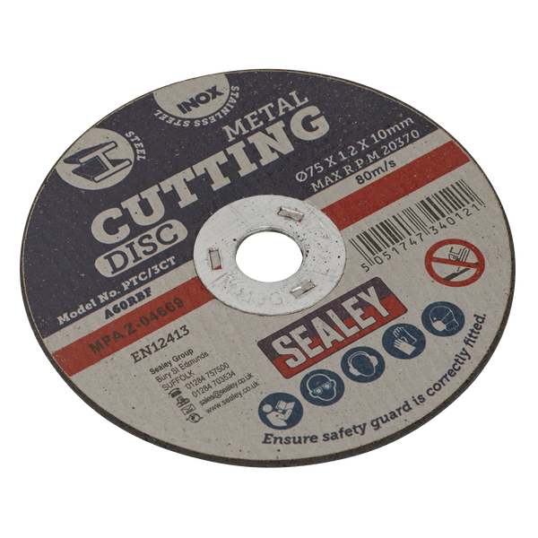 Sealey PTC/3CT 75 x 1.2mm Cutting Disc 10mm Bore
