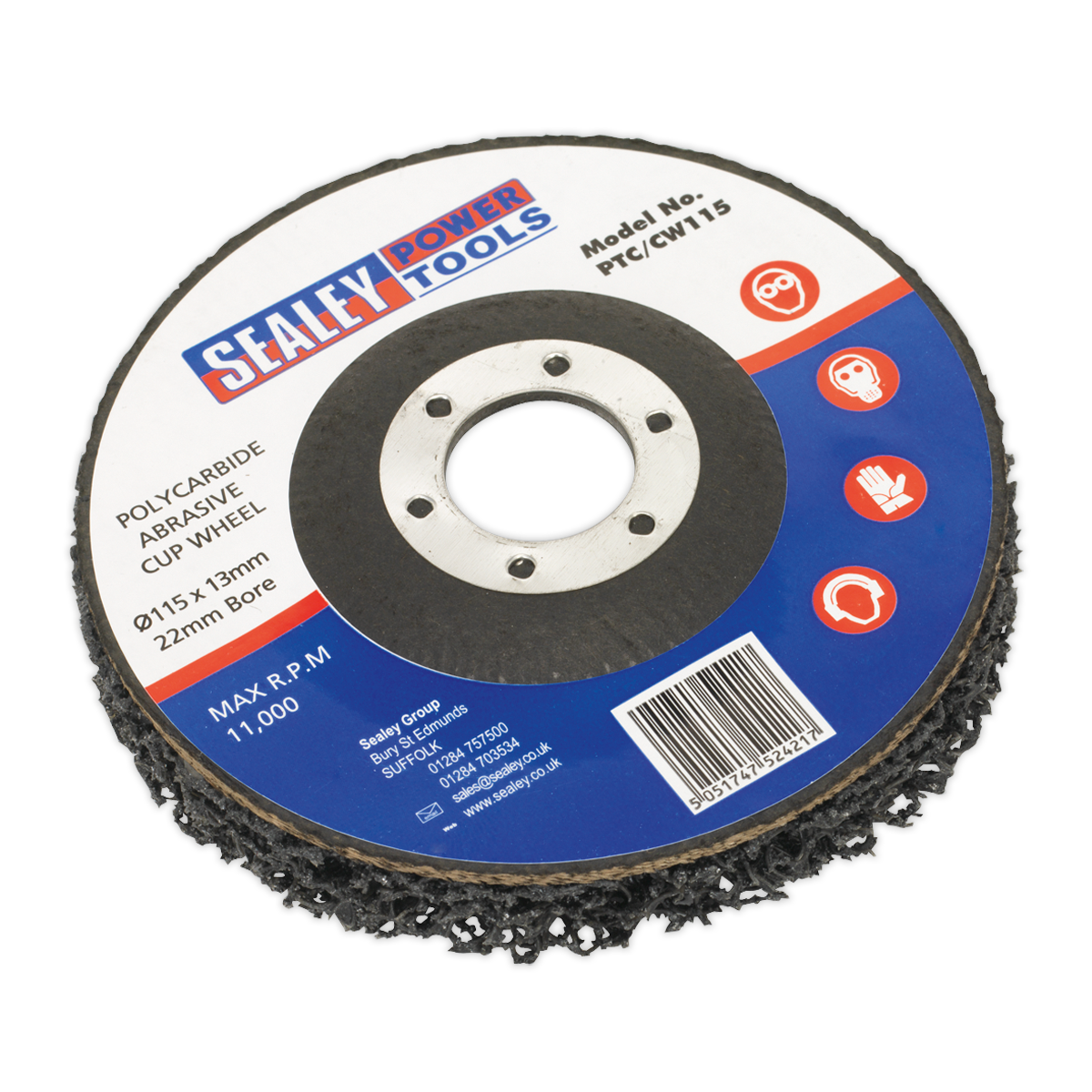 Sealey PTC/CW115 115 x 13mm Polycarbide Abrasive Cup Wheel 22mm Bore