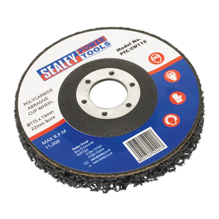 Sealey PTC/CW115 115 x 13mm Polycarbide Abrasive Cup Wheel 22mm Bore