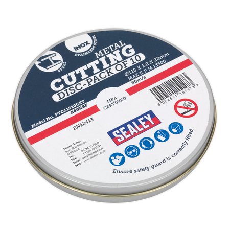 Sealey PTC11510CET 115 x 1.2mm Cutting Disc 22mm Bore - Pack of 10