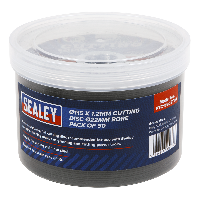 Sealey PTC115CET50 115 x 1.2mm Cutting Disc 22mm Bore - Pack of 50