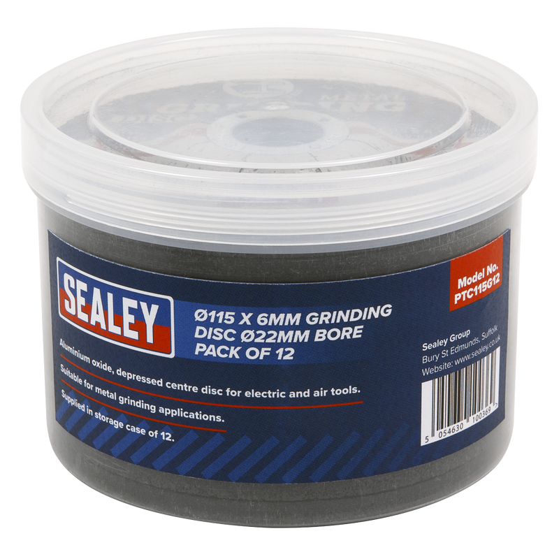 Sealey PTC115G12 115 x 6mm Grinding Disc 22mm Bore - Pack of 12