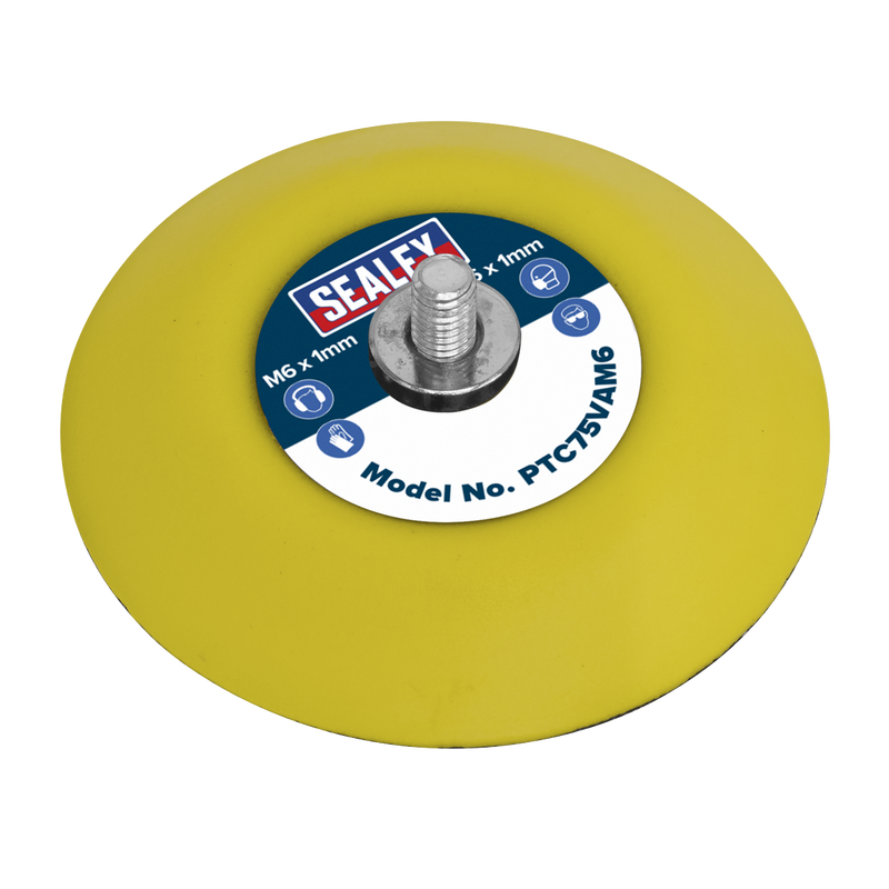 Sealey PTC75VAM6 71mm Hook-and-Loop Backing Pad M6 x 1mm