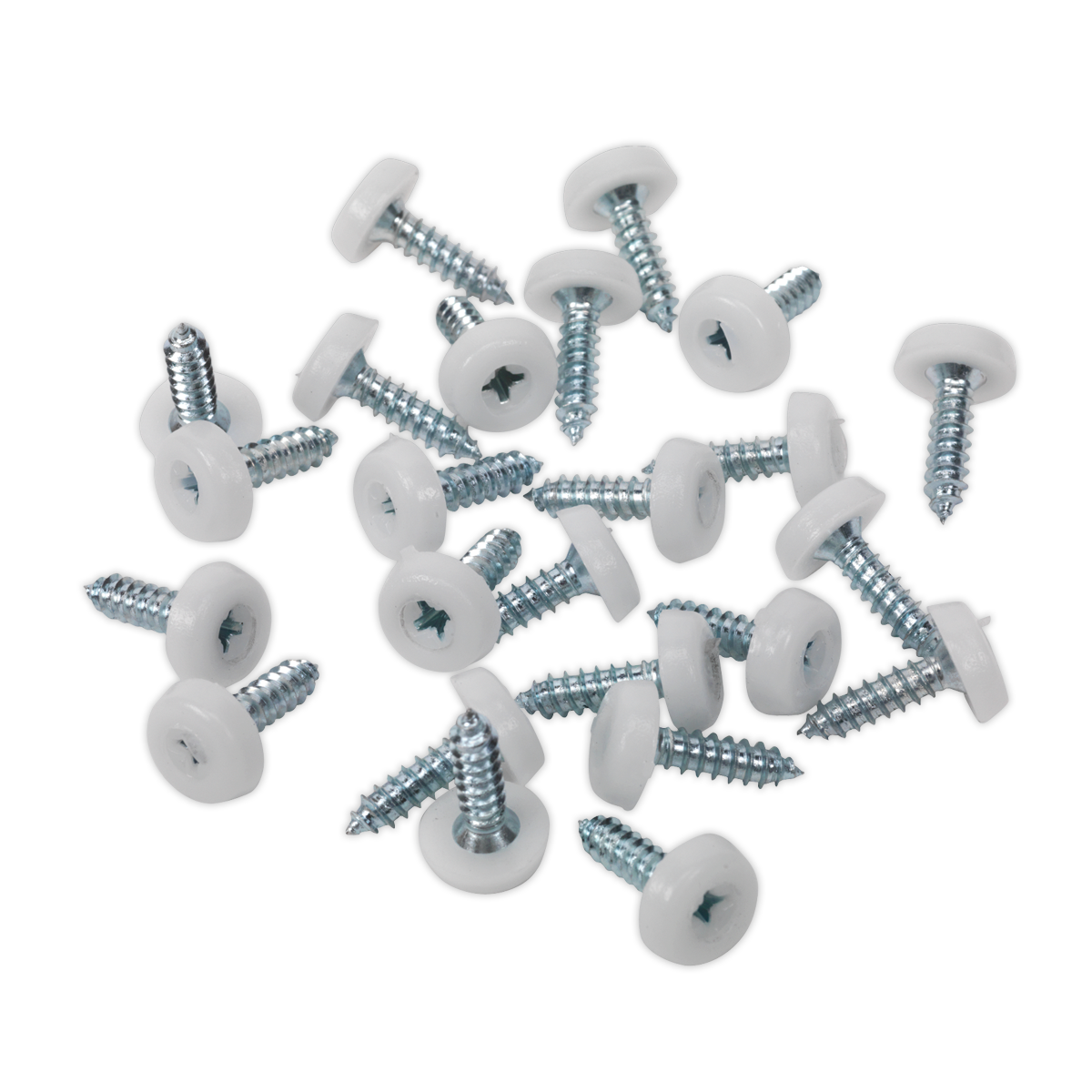 Sealey PTNP1 4.8 x 18mm White Numberplate Screw - Pack of 50