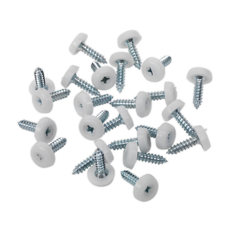 Sealey PTNP1 4.8 x 18mm White Numberplate Screw - Pack of 50