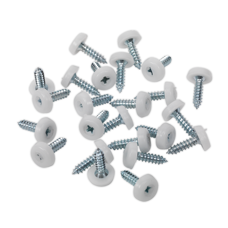 Sealey PTNP1 4.8 x 18mm White Numberplate Screw - Pack of 50