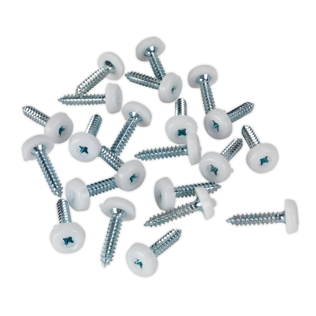Sealey PTNP5 4.8 x 24mm White Numberplate Screw - Pack of 50
