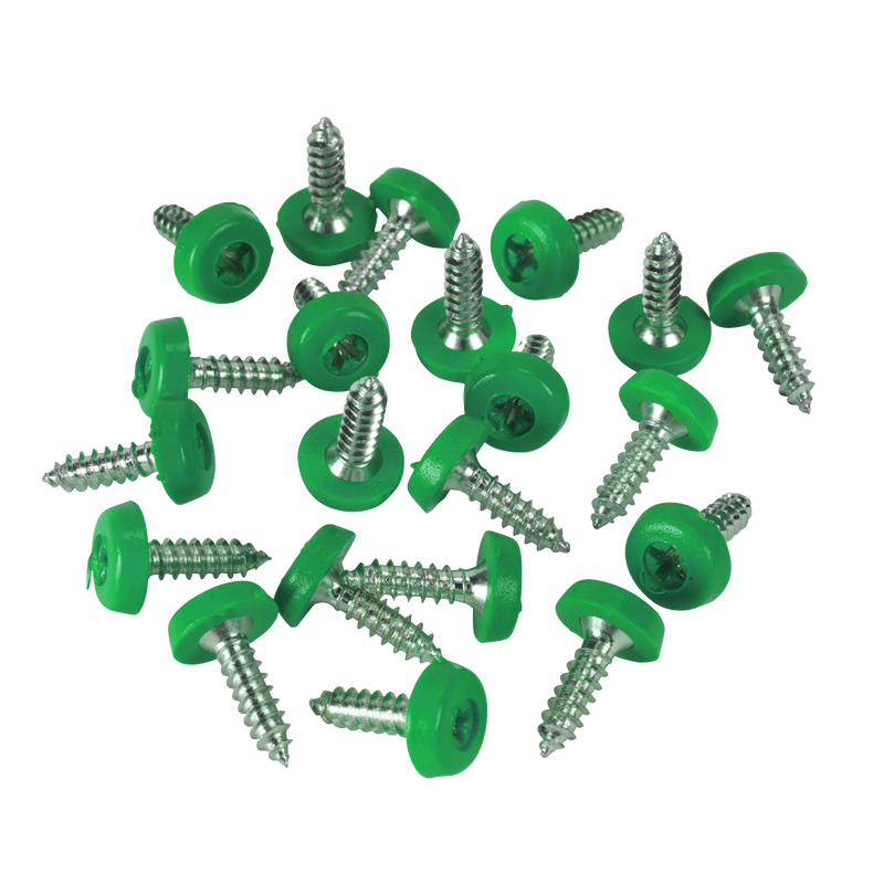 Sealey PTNPG Green Numberplate Screws 4.8 x 18mm - Pack of 50