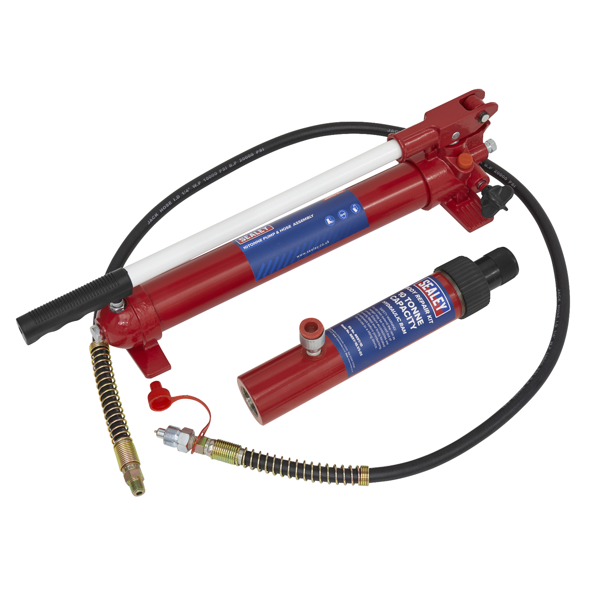 Sealey RE97.10-COMBO 10tonne Push Ram with Pump & Hose Assembly
