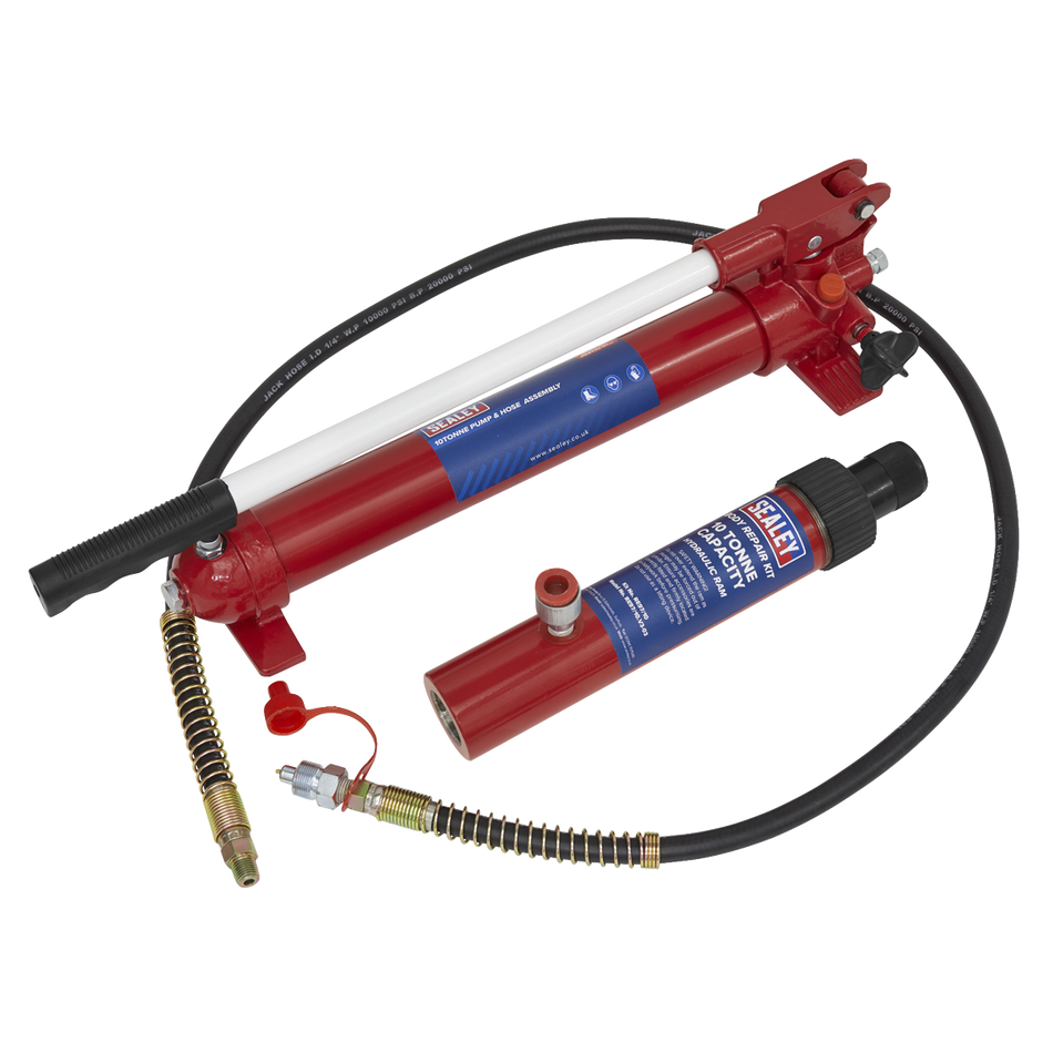 Sealey RE97.10-COMBO 10tonne Push Ram with Pump & Hose Assembly