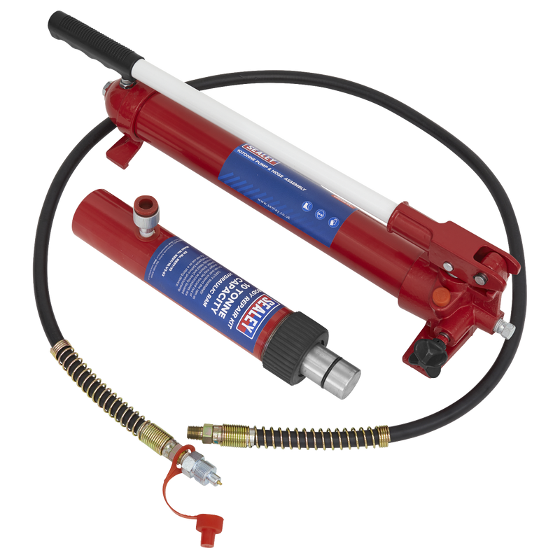 Sealey RE97.10-COMBO 10tonne Push Ram with Pump & Hose Assembly
