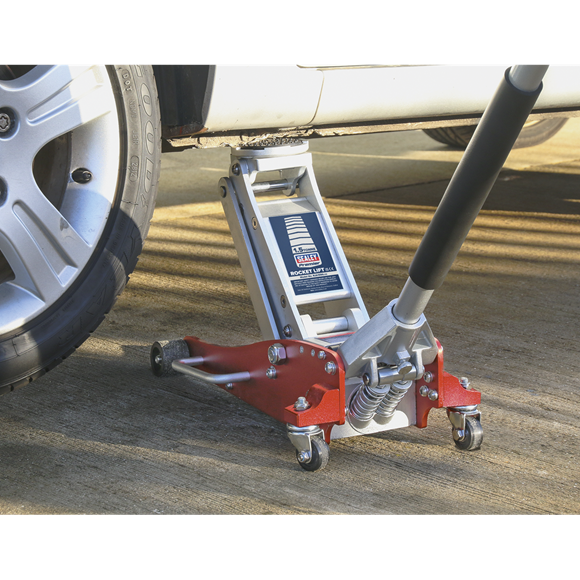 Sealey RJA1550 1.5tonne Aluminium Low Entry Trolley Jack with Rocket Lift