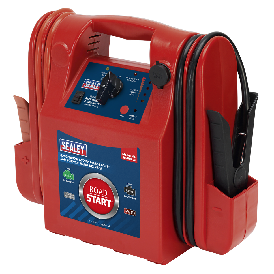 Sealey RS105 3200/1600A 12/24V RoadStart Emergency Jump Starter
