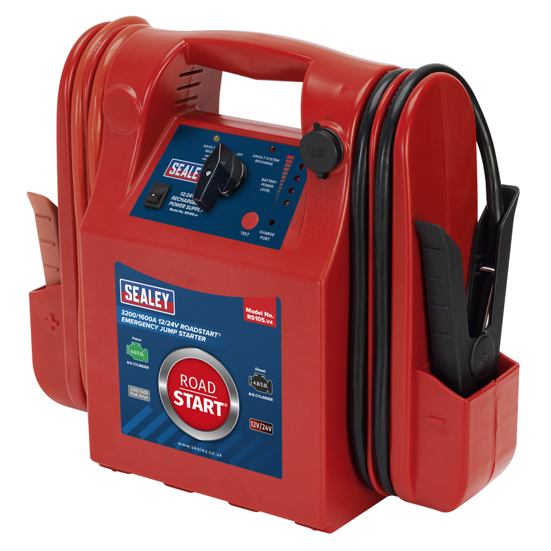 Sealey RS105 3200/1600A 12/24V RoadStart Emergency Jump Starter