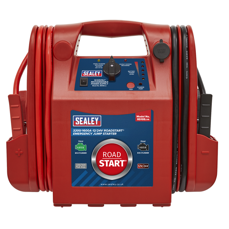 Sealey RS105 3200/1600A 12/24V RoadStart Emergency Jump Starter