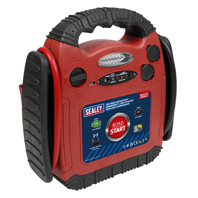 Sealey RS132 12V 900A RoadStart‚Äö√Ñ√∂‚àö√ë‚àö‚àÇ‚Äö√†√∂‚Äö√Ñ‚Ä†‚Äö√†√∂‚Äö√†√á‚Äö√Ñ√∂‚àö‚Ä†‚àö‚àÇ‚Äö√†√∂¬¨‚àû¬¨¬®¬¨¬Æ¬¨¬®¬¨√Ü‚Äö√Ñ√∂‚àö‚Ä†‚àö‚àÇ‚Äö√†√∂‚àö‚à´ Emergency Jump Starter with Air Compressor