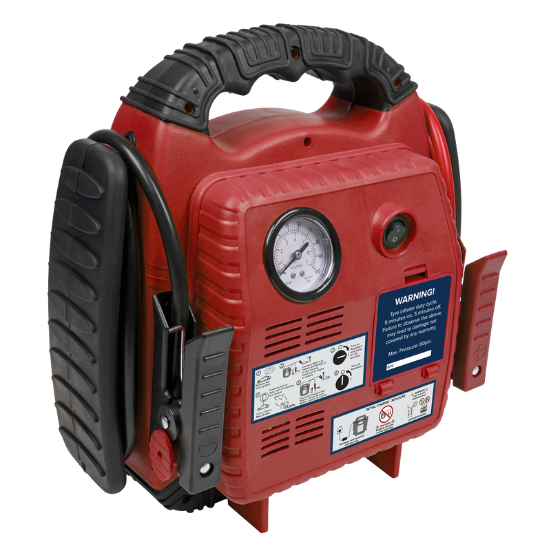 Sealey RS132 12V 900A RoadStart Emergency Jump Starter with Air Compressor