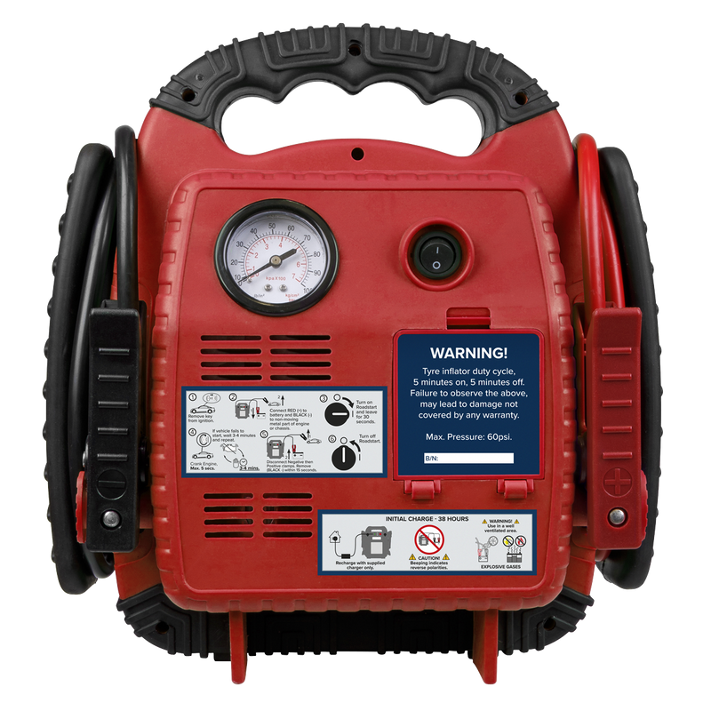 Sealey RS132 12V 900A RoadStart Emergency Jump Starter with Air Compressor