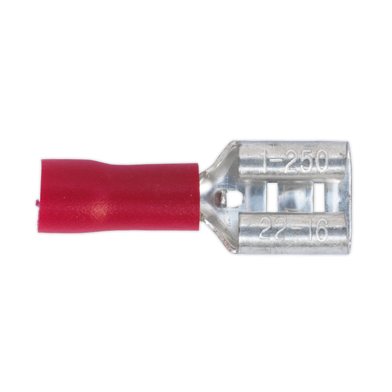 Sealey RT21 6.3mm Red Push-On Female Terminal - Pack of 100