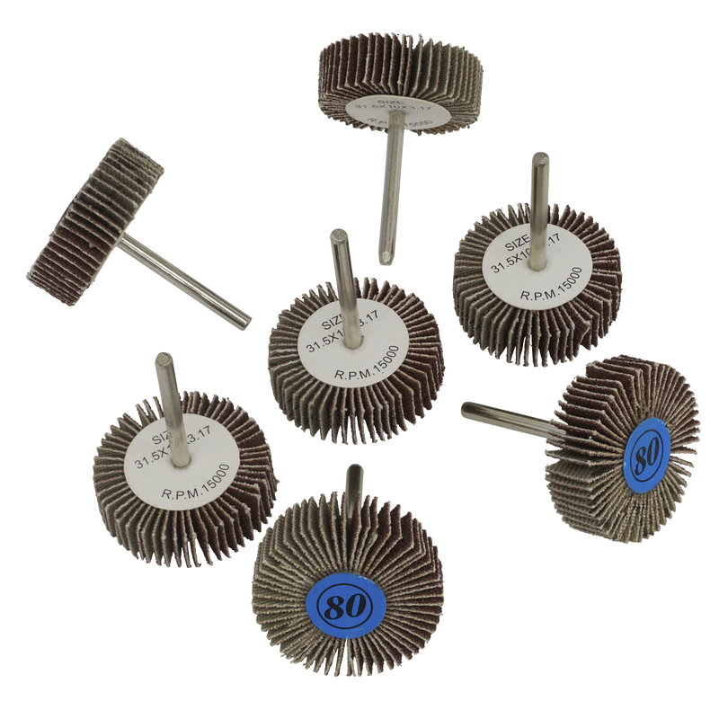 Sealey RTA7FW 7pc 30mm Rotary Tool Flap Wheel Set