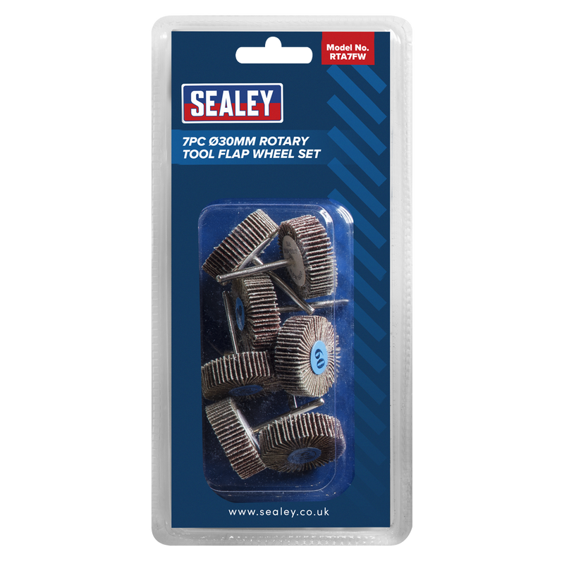 Sealey RTA7FW 7pc 30mm Rotary Tool Flap Wheel Set