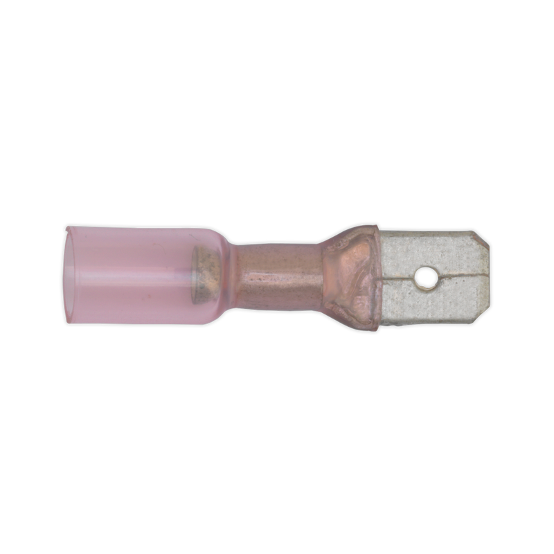 Sealey RTSPM25 6.3mm Red Male Push-On Heat Shrink Terminal - Pack of 25